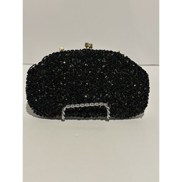 Vintage Shaggee of California Black Beaded Chain Evening Clutch Cocktail Formal - Picture 2 of 9